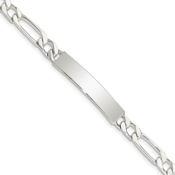 7mm Sterling Silver Women's Figaro I.D. Bracelet 8 Inch